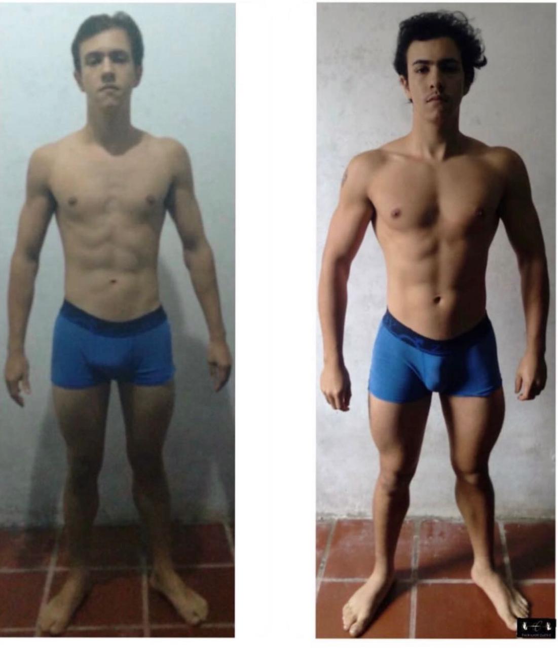 Antes e depois - Pincer Santos com hipertrofia e densidade muscular