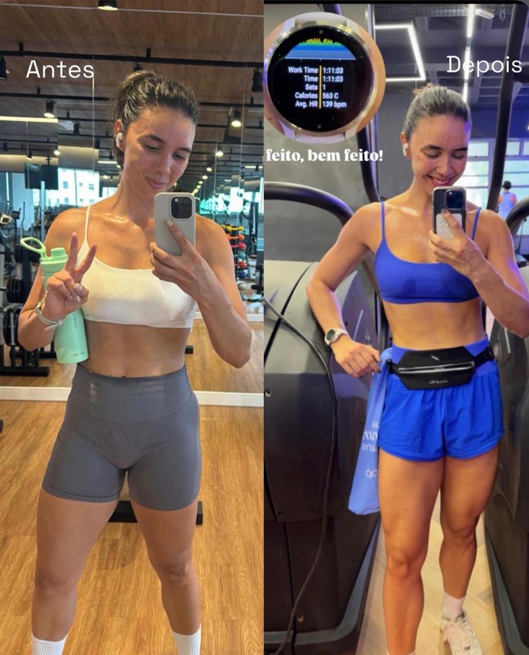 Antes e depois - Gabriela Lourenço com performance e definição